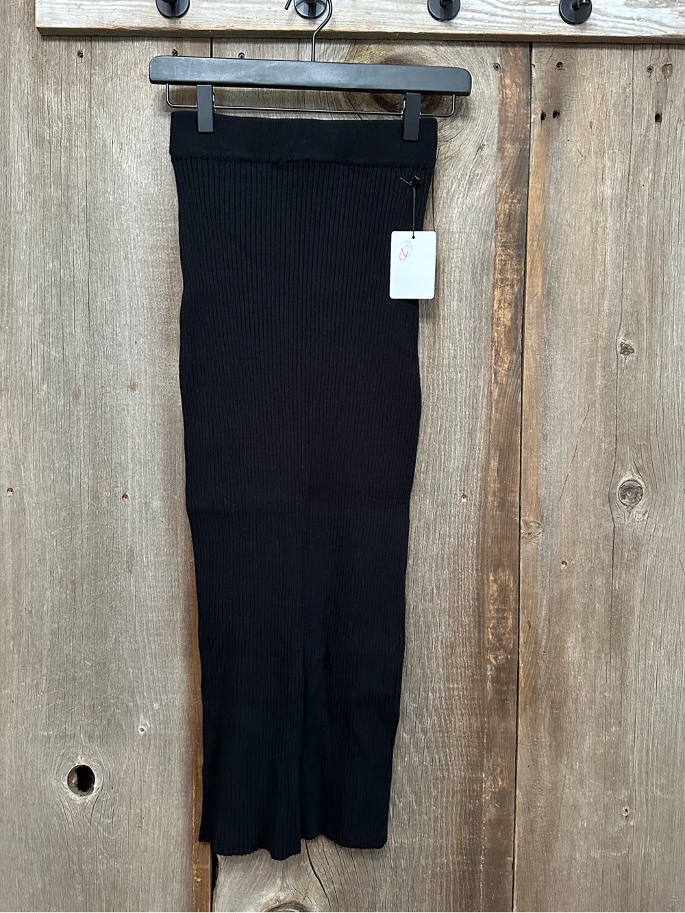 Olivaceous Ribbed Bodycon Maxi Skirt in Black Size Small